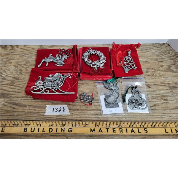 (7) Pewter Collector Ornaments