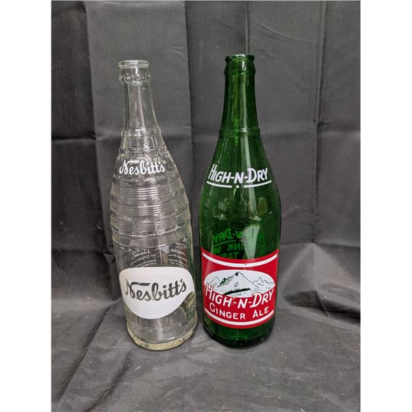 (2) Vintage Large Pop Bottles (High-N-Dry Ginger Ale/Nesbitt's)