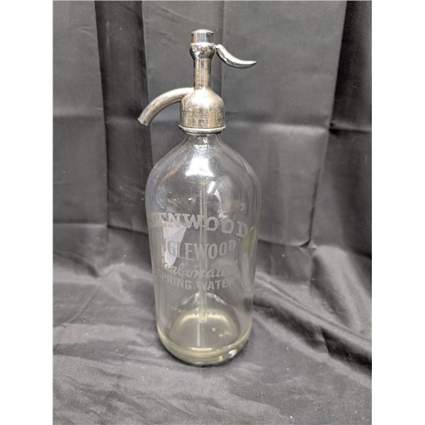 Vintage Glass Glen Wood Carbonated Spring Water Siphon Bottle