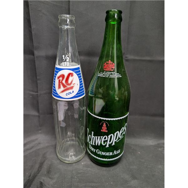 (2) Vintage Pop Bottles (RC Cola/Schweppes Dry Ginger Ale)