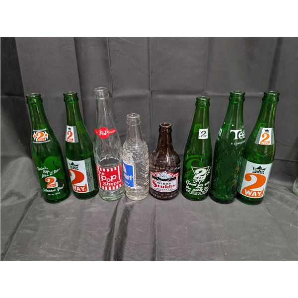 Lot of Vintage Pop Bottles (2 WAY, Pop Shoppe, Etc. As Shown)