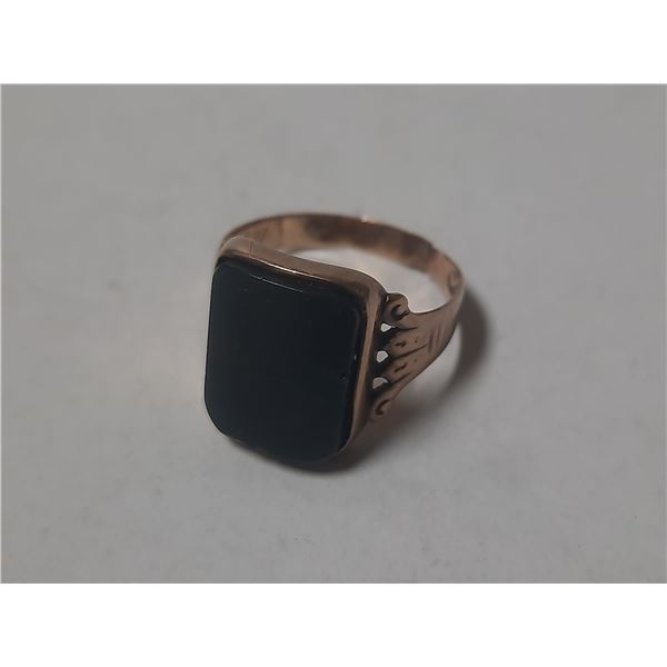 Consignor think its Black Onyx ? With Edinburough Maker and also Sterling Silver and  Gold Hallmark'