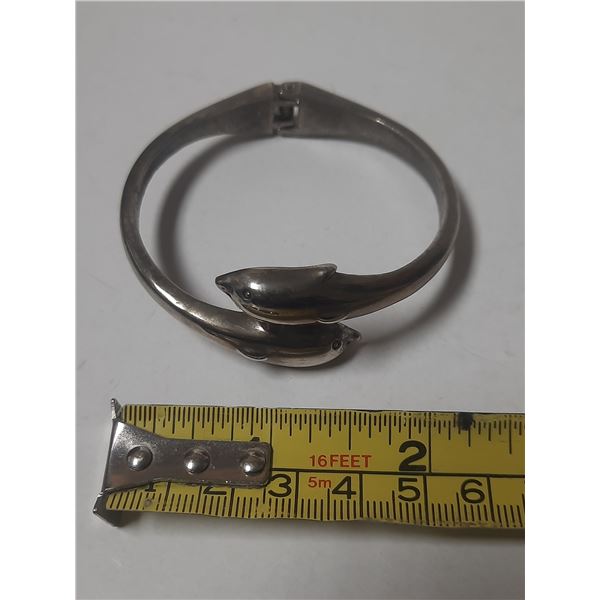 Vintage Dolphin Culf or Bangle Bracelet 925 Silver Weight 34.8g.