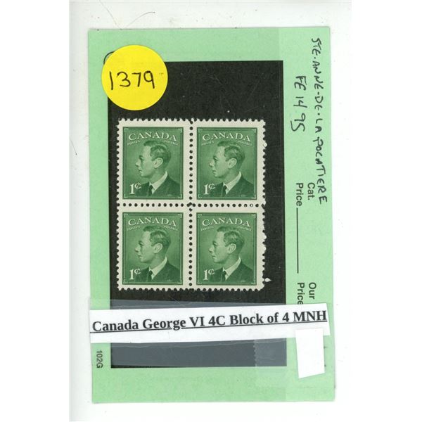 Canada George VI 4C Block of 4 MNH.