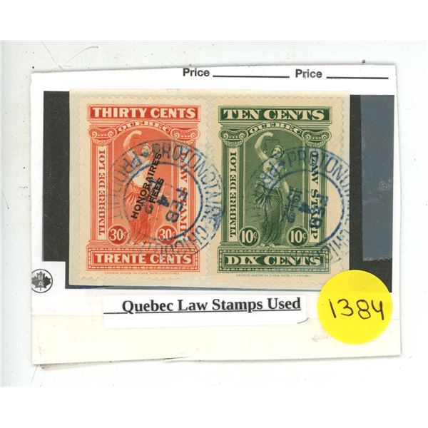 Quebec Law Stamps Used.