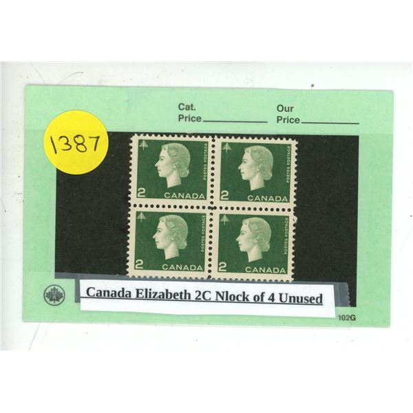 Canada Elizabeth 2C Nlock of 4 Unused.