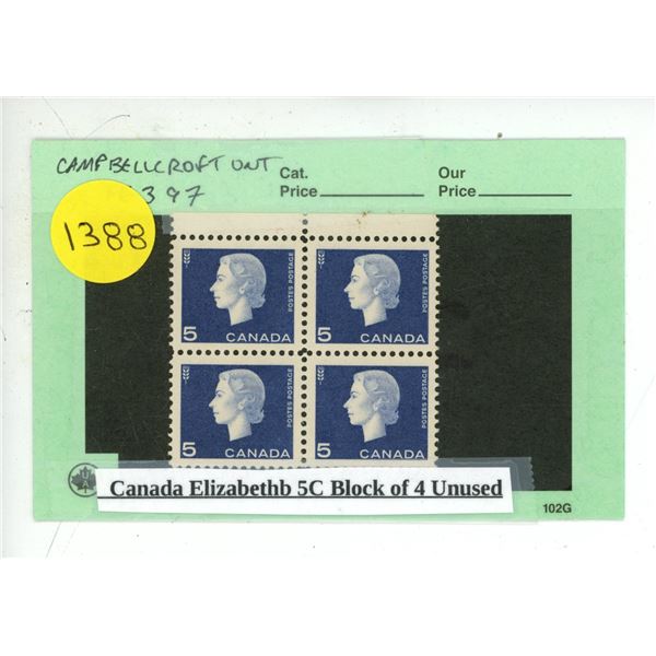 Canada Elizabethb 5C Block of 4 Unused.