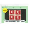 Image 1 : Canada Queen Elizabeth 4C Block of 4 Unused.