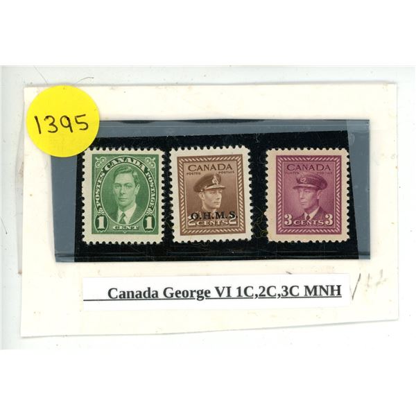 Canada George VI 1C, 2C, 3C MNH.