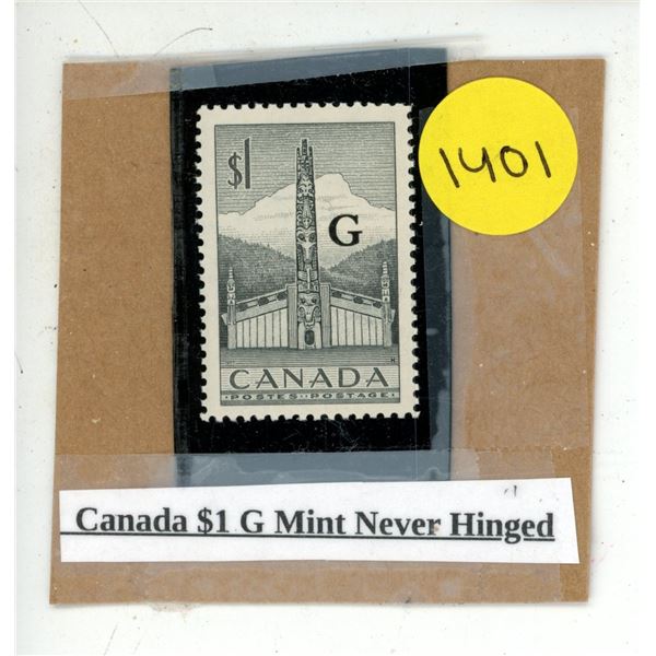 Canada $1 G Mint Never Hinged.