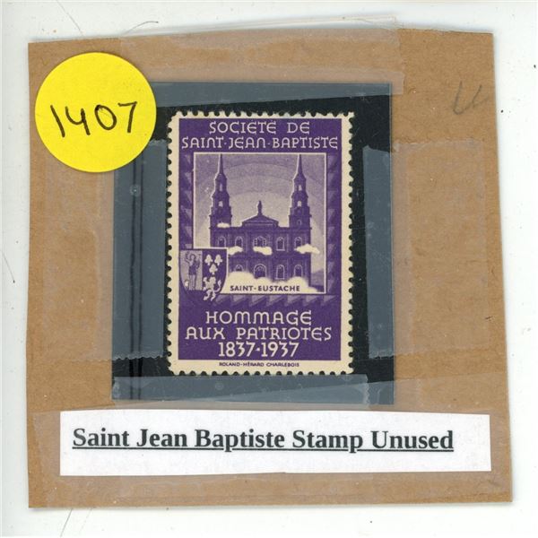 Saint Jean Baptiste Stamp Unused.