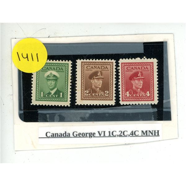 Canada George VI 1C, 2C, 4C, MNH.