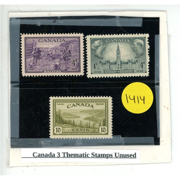 Canada 3 Thematic Stamps Unused.