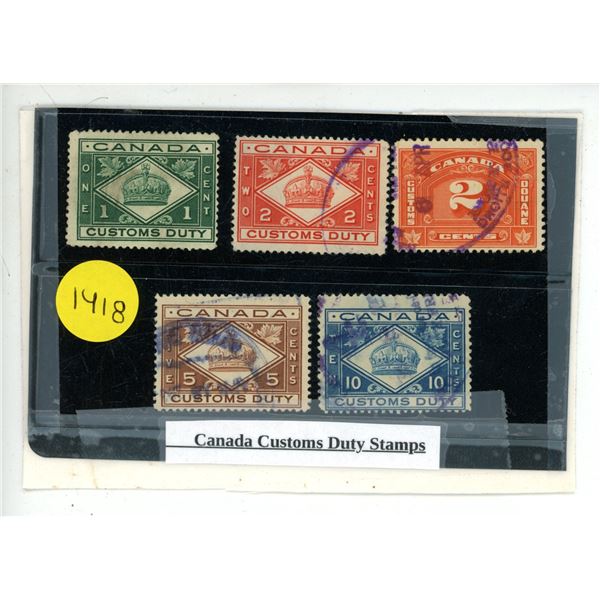 Canada Customs Duty Stamps.