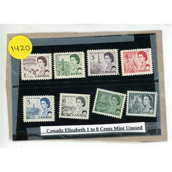 Canada Elizabeth 1 to 8 Cents Mint Unused.