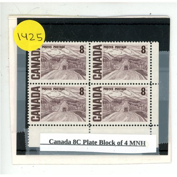Canada 8C Plate Block of 4MNH.