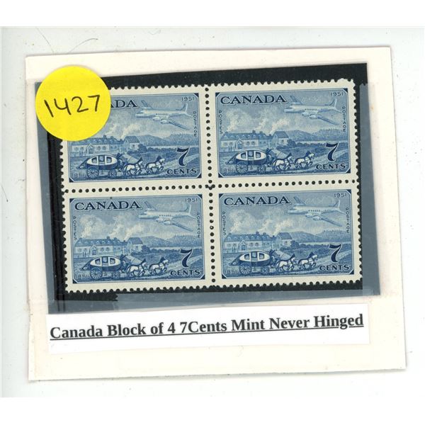 Canada Block of 4 7Cents Mint Never Hinged.