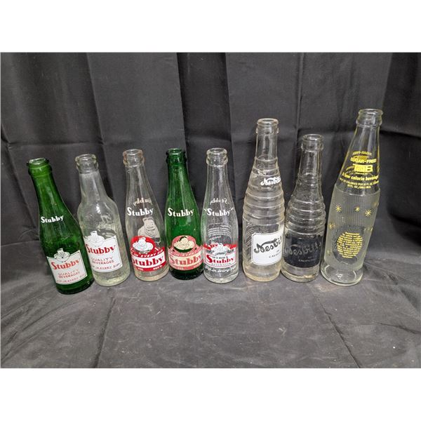 (8) Vintage Pop Bottles (Stubby, TAB, and Nesbitt's)