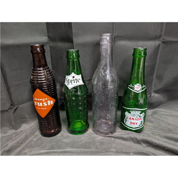 (4) Vintage Pop Bottles (Canada Dry, Orange Crush, Sprite, Etc.)