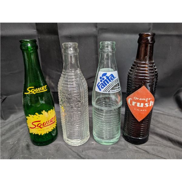 (4) Vintage Pop Bottles (Orange Crush, Squirt, Fanta, etc.)