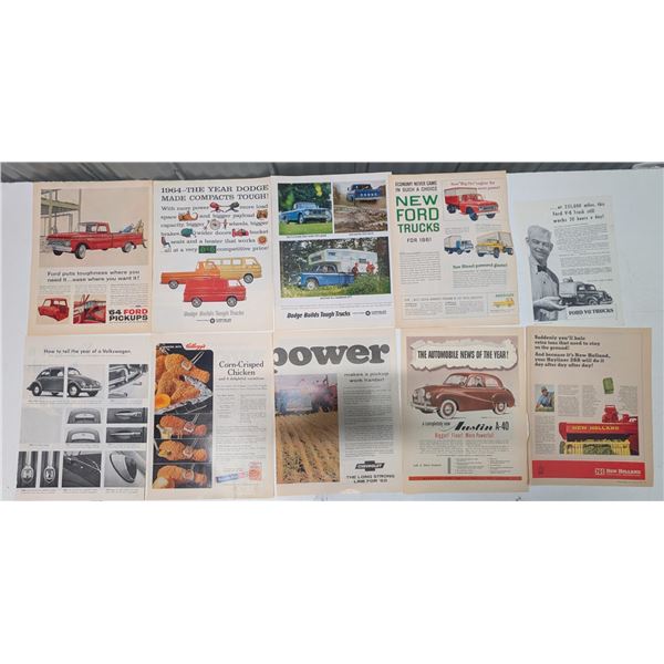 Lot of Vintage News Paper Adverts From The 20th Century (Various Trucks/Farm Machinery)