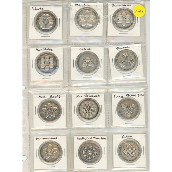 1867-1967 Canada Centennial Provinces and Territories Medal Tokens (12)