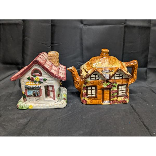 Cottage Themed Teapot England and Tea Light Holder