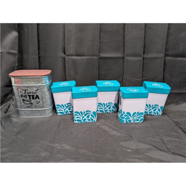 Tea Storage Tins - 6 pieces