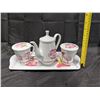 Image 2 : Pink Peony Flower Tea Set - 4 pieces