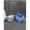Image 5 : Blue and White Tea Set - 4 pieces plus Round Table Cloth