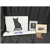 Image 1 : 4 Cat Art, Large Wood One - 20x14.5 inch + Truth About Cats and Dogs Movie Poster