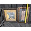 Image 2 : 2 Elephant Art biggest 15x15inch and 2 Elephant Statues - 1 made of animal skin, 1 pottery