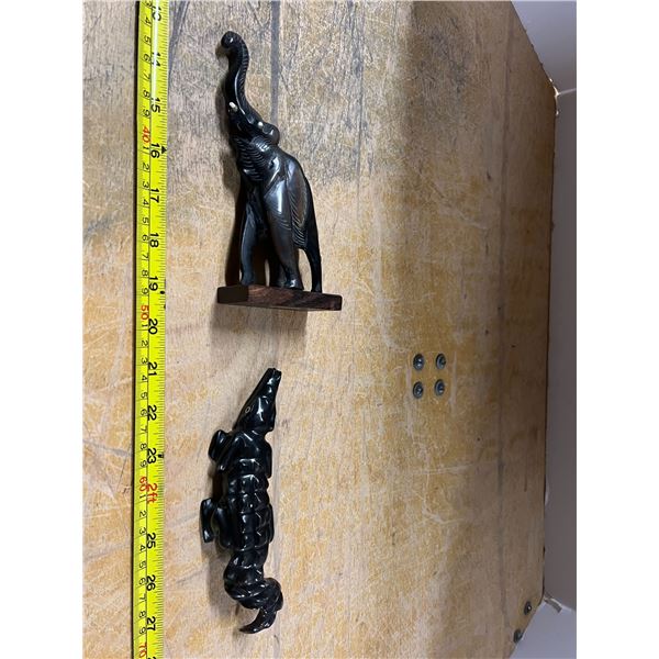 Carved Horn - Elephant and Alligator