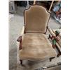 Image 5 : 2 Vintage Wood Chairs with Gold Fabric