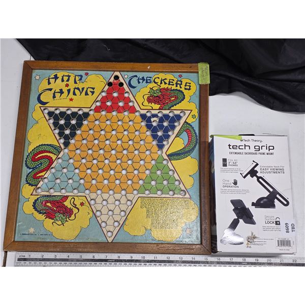 Chinese checkers board and phone mount