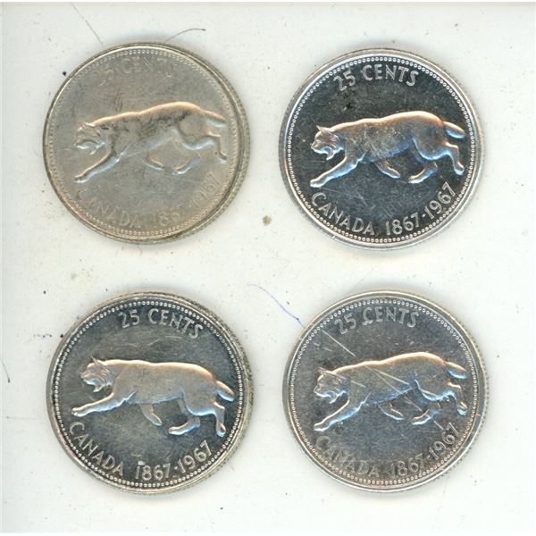 (4) 1967 Canada Silver 25 Cents.