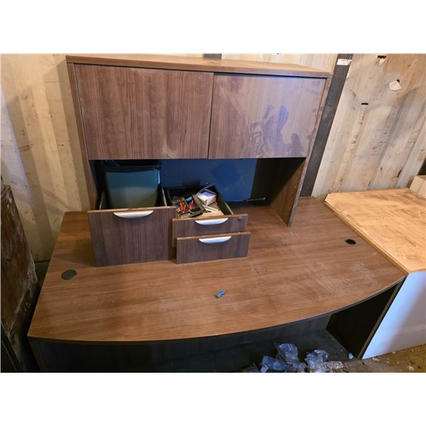 Desk with hutch and 3 drawers- 71" by 41" by 68"H