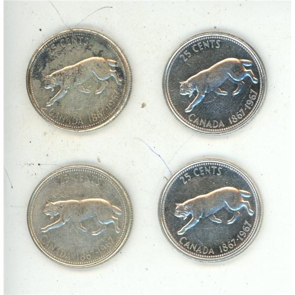 (4) 1967 Canada Silver 25 Cents.