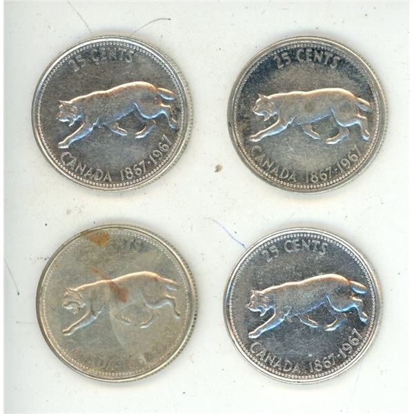 (4) 1967 Canada Silver 25 Cents.