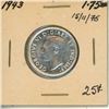 Image 2 : 1943 Canada Silver 25 Cents Coin.