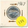 Image 1 : 1967 Canada Silver 25 Cents Coin.