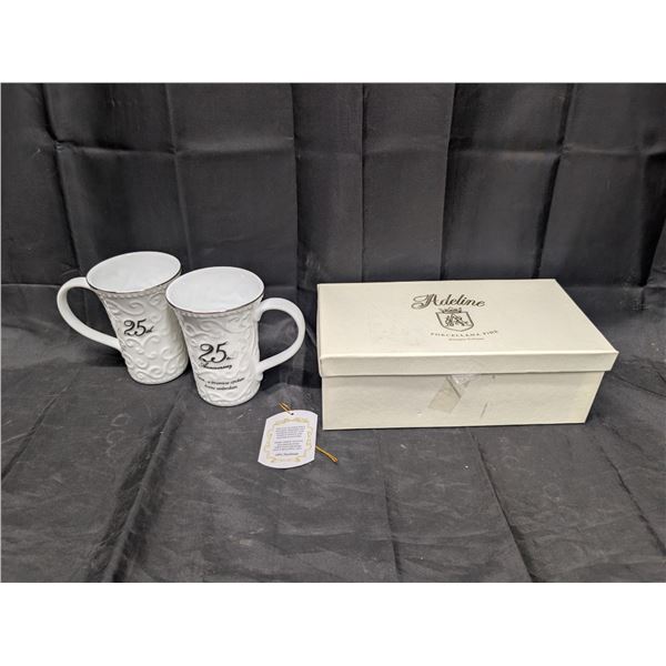 Adeline Porcellana Fine Cups "25th Anniversary" w/ Original Box