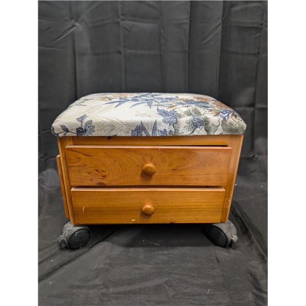 10"x10"x12" Rolling Storage Stool w/ (2) drawers and Cushion