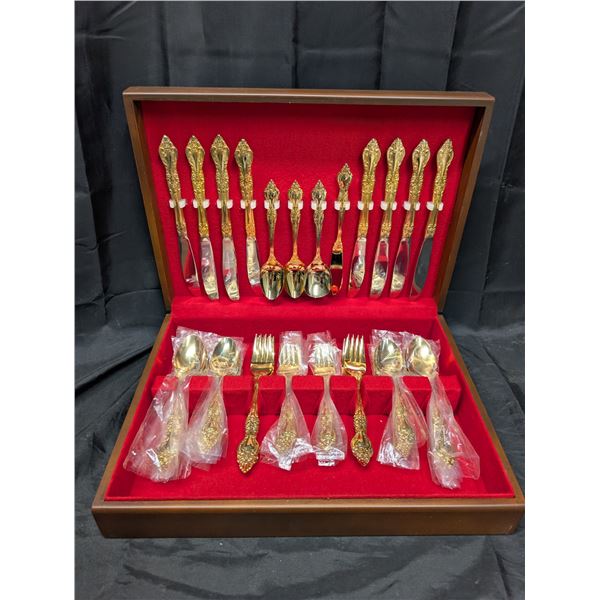 Gold Plated Stainless Steel Table Ware w/ Storage Box