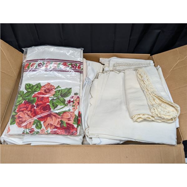 Box full of Various table Cloths and etc.