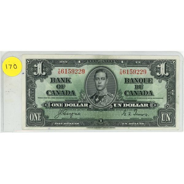 1937 Bank of Canada One Dollar.