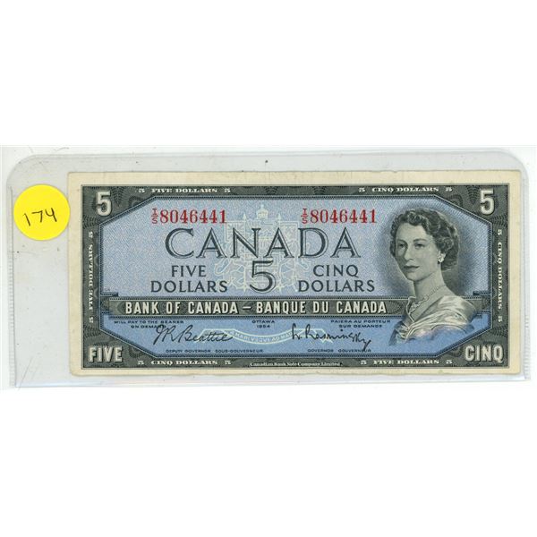 1954 Bank of Canada Five Dollar.