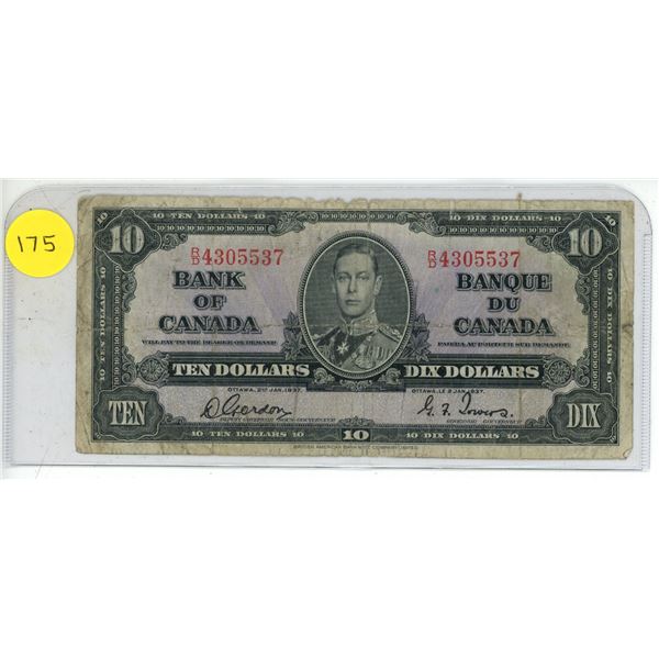 1937 Bank of Canada Ten Dollar.