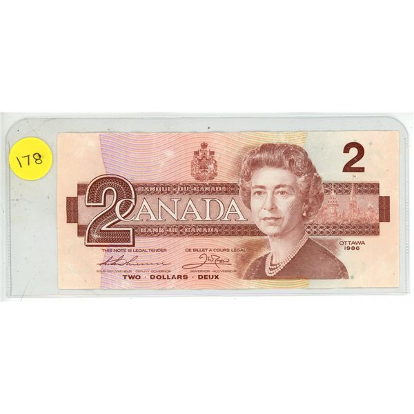1986 Bank of Canada Two Dollar.