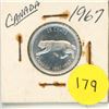 Image 1 : 1967 Canada Silver 25 Cents Coin.